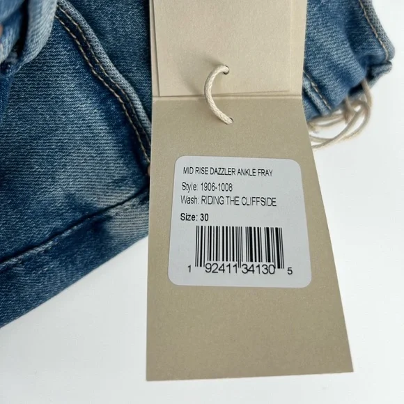 NWT $238 MOTHER Mid Rise Dazzler Ankle Fray Riding The Cliffside - Picture 6 of 9